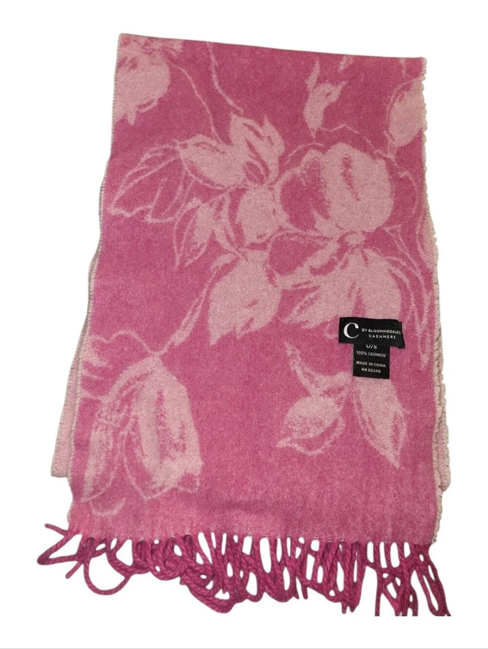C By Bloomingdales $168 Woven Cashmere Pink 2 Sided Scarf